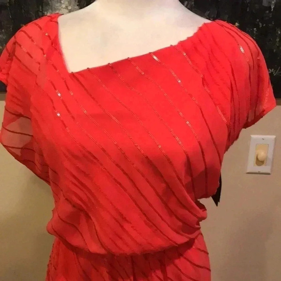 NWT Vince Camuto Women's Sequined Beaded Asymmetrical Neck Dress-Size 4 - Picture 2 of 7